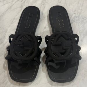 Gucci Black Interlocking G Slide Sandals